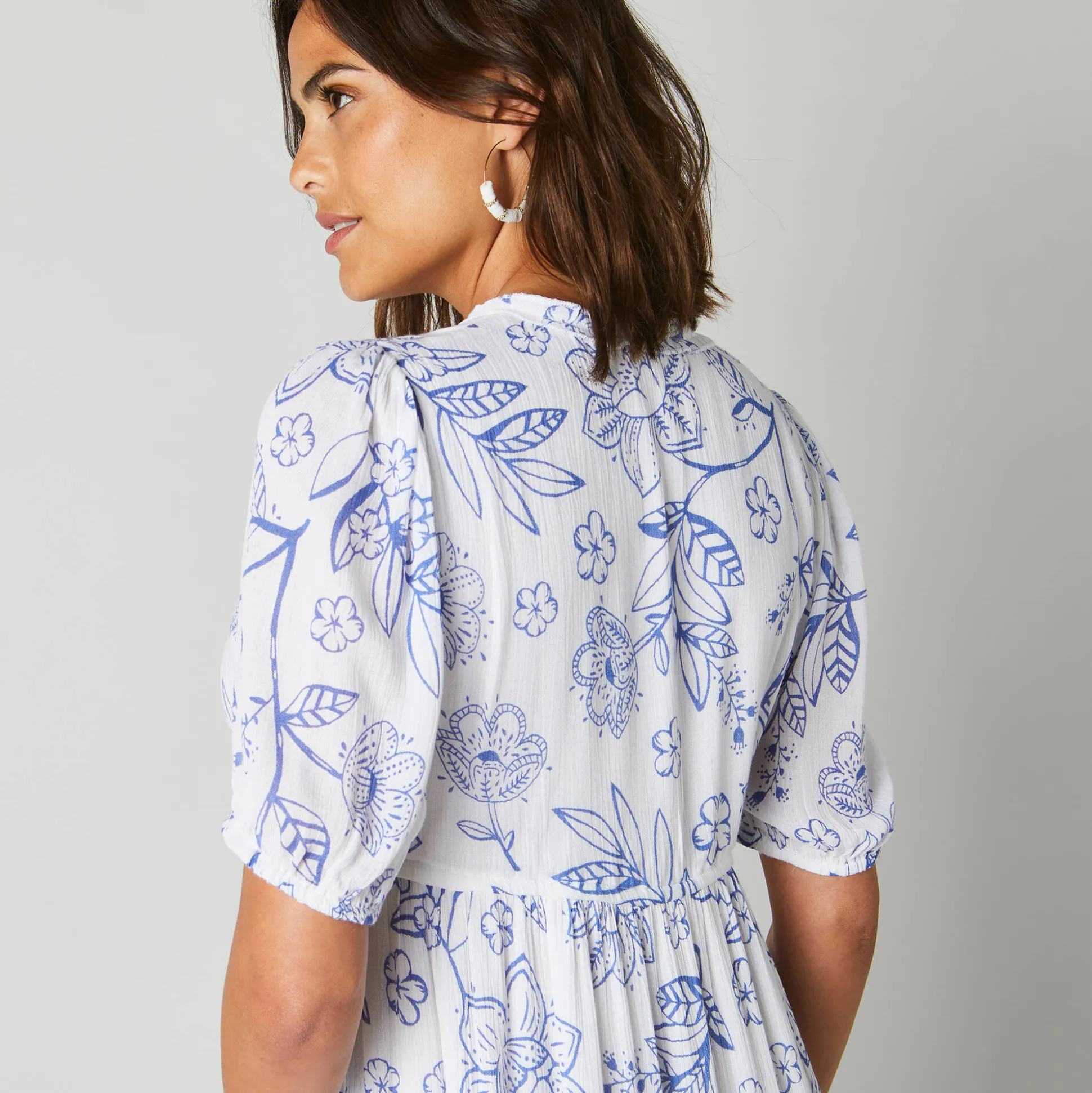Robe longue volantée imprimée