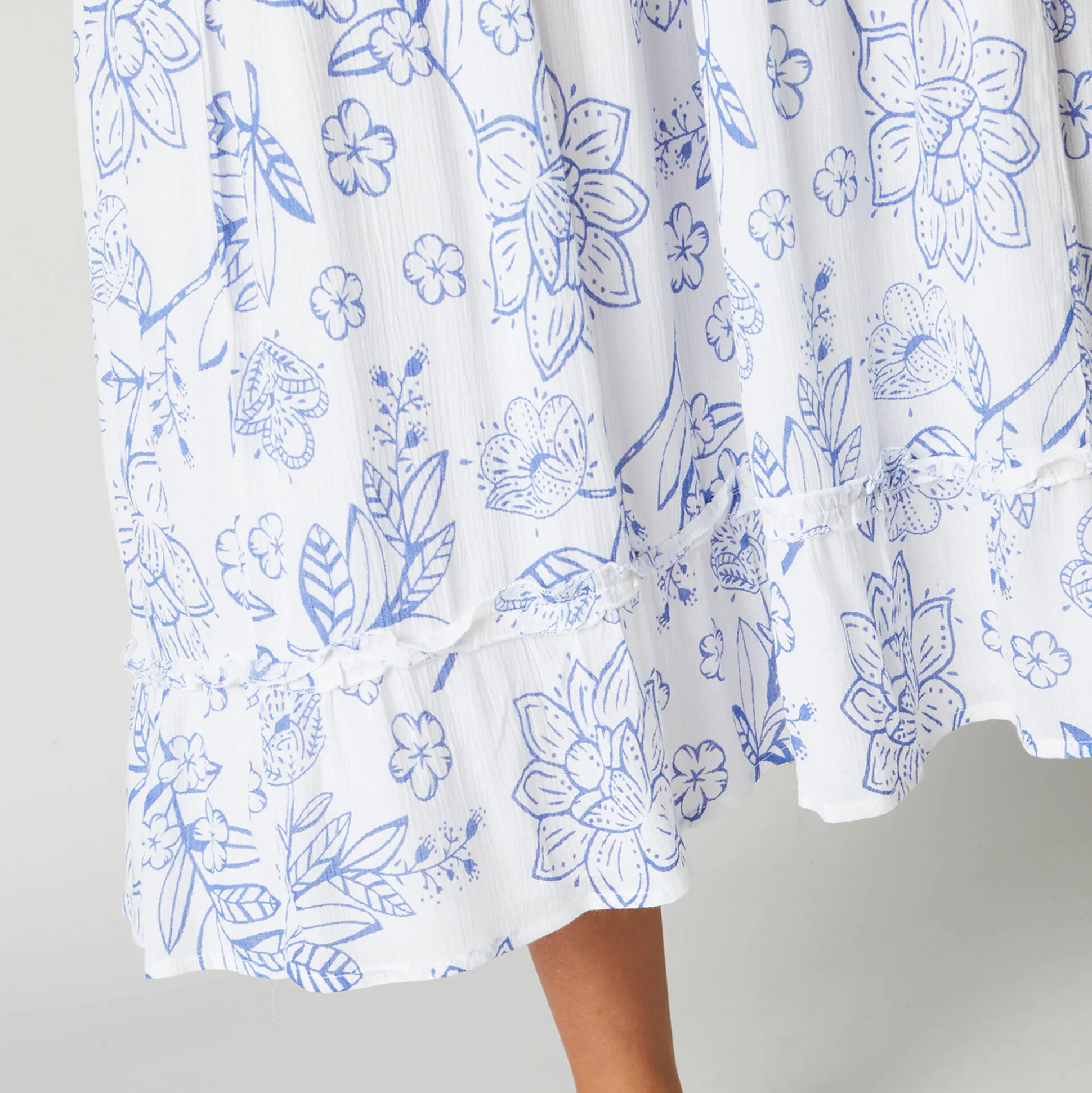 Robe longue volantée imprimée