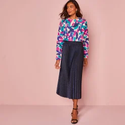 Rok in glanzend plissétricot