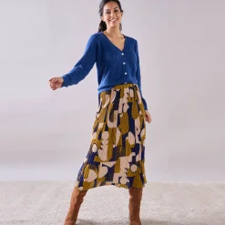 Rok in plissévoile, grafische print, kleine lengte