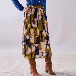 Rok in plissévoile, grafische print, kleine lengte