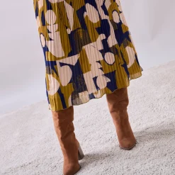 Rok in plissévoile, grafische print, kleine lengte