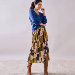 Rok in plissévoile, grafische print, kleine lengte