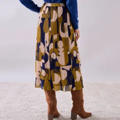 Rok in plissévoile, grafische print, kleine lengte