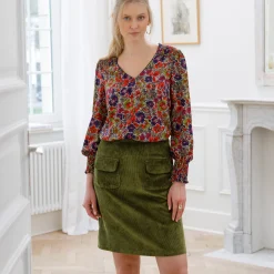 Rok in velours met A-lijn
