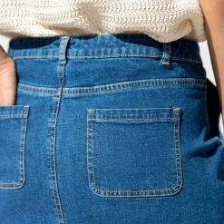 Rok met A-lijn, in jeans met knopen