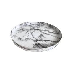 Rond dienblad in metaal, marmereffect