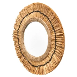 Rond muurspiegel met raffiaeffect