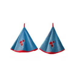 Ronde droogdoeken in badstof met klaprozenborduursel - set van 2