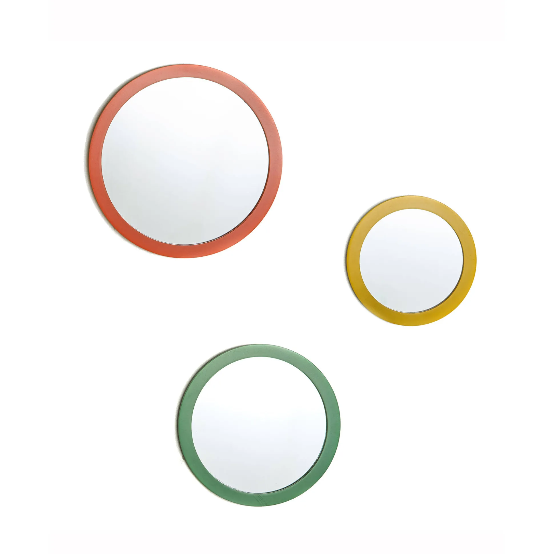 Ronde, gekleurde spiegel - set van 3