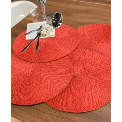 Ronde placemat met metallic design - Set van 4