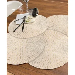 Ronde placemat met metallic design - Set van 4
