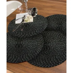 Ronde placemat met metallic design - Set van 4