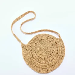 Ronde tas in 'zon' model, in gevlochten jute