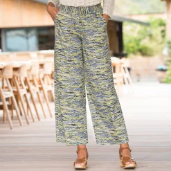 Ruime, bedrukte broek, elastische taille