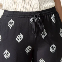 Ruime broek met hoge taille, bedrukte viscose
