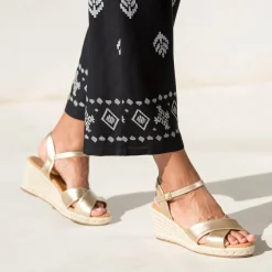 Ruime broek met hoge taille, bedrukte viscose