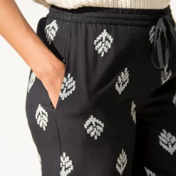Ruime broek met hoge taille, bedrukte viscose