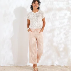 Ruime 7/8-broek, viscose en linnen