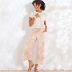 Ruime 7/8-broek, viscose en linnen