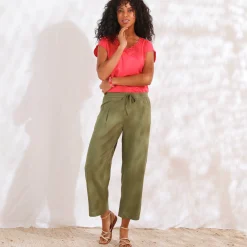 Ruime 7/8-broek, viscose en linnen