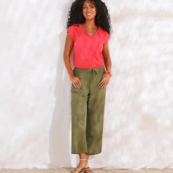 Ruime 7/8-broek, viscose en linnen