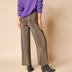 Ruime, comfortabele broek, glanzend tricot