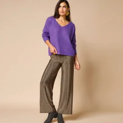 Ruime, comfortabele broek, glanzend tricot