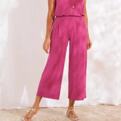 Ruime, effen 7/8-broek in soepel tricot met elastische taille