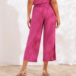 Ruime, effen 7/8-broek in soepel tricot met elastische taille