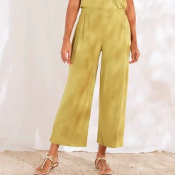 Ruime, effen 7/8-broek in soepel tricot met elastische taille