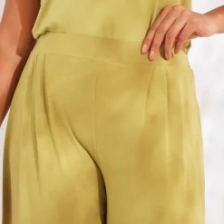 Ruime, effen 7/8-broek in soepel tricot met elastische taille