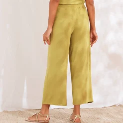 Ruime, effen 7/8-broek in soepel tricot met elastische taille