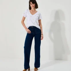 Ruime rechte jeans, hoge taille, grote lengte