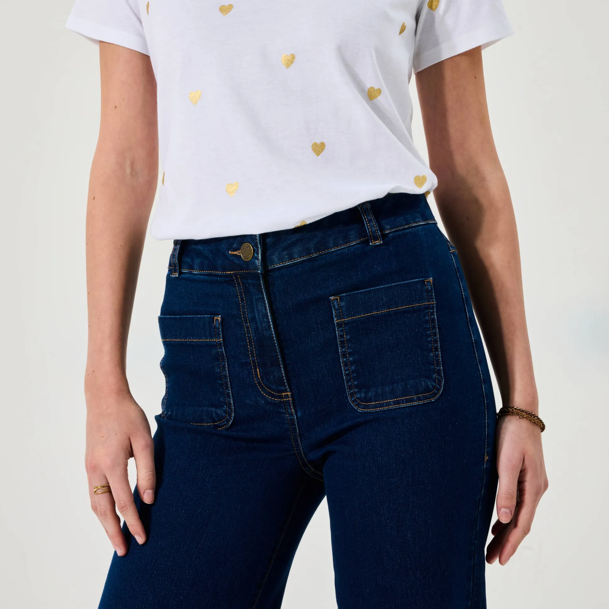 Ruime rechte jeans, hoge taille, grote lengte