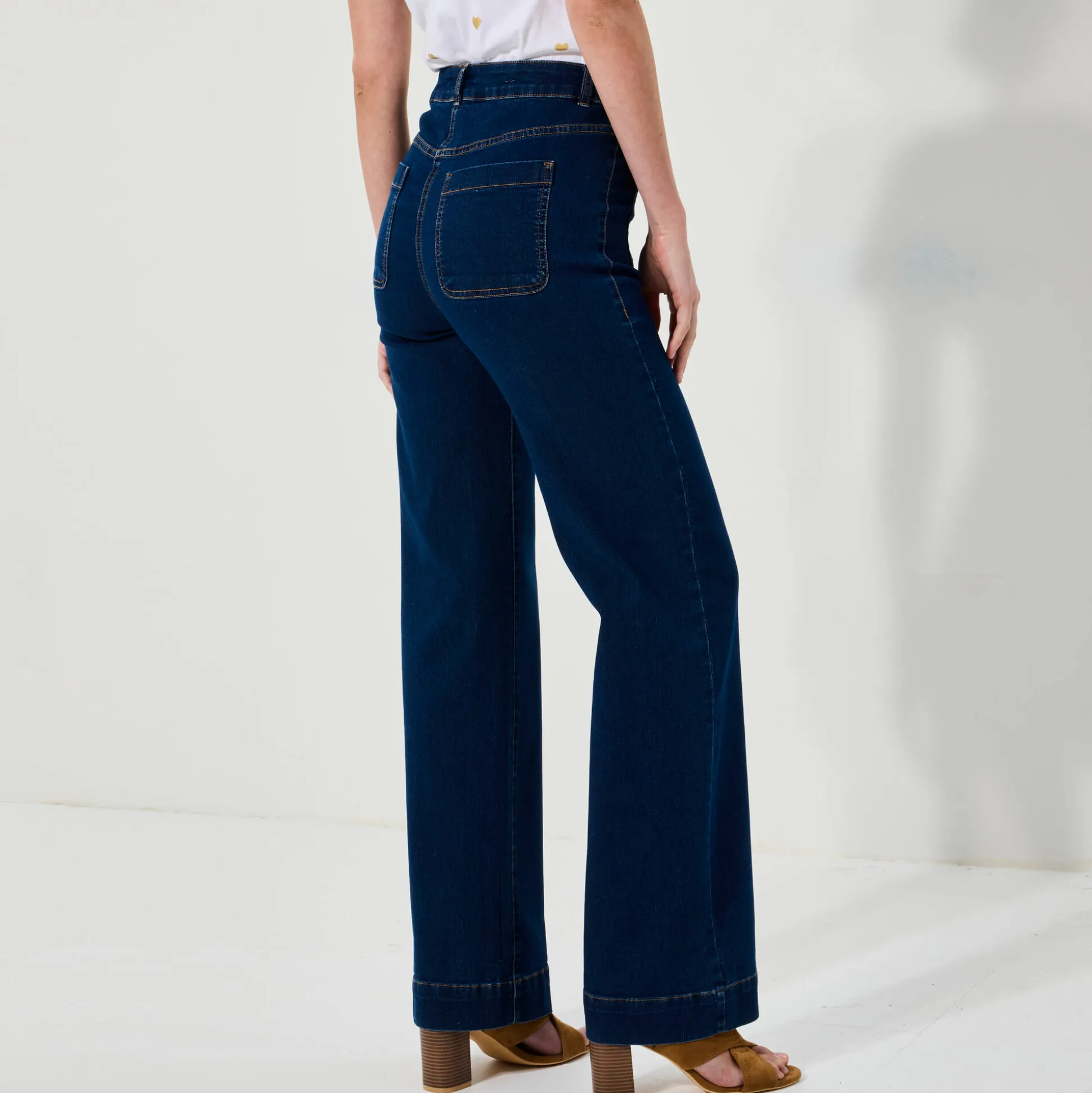 Ruime rechte jeans, hoge taille, grote lengte