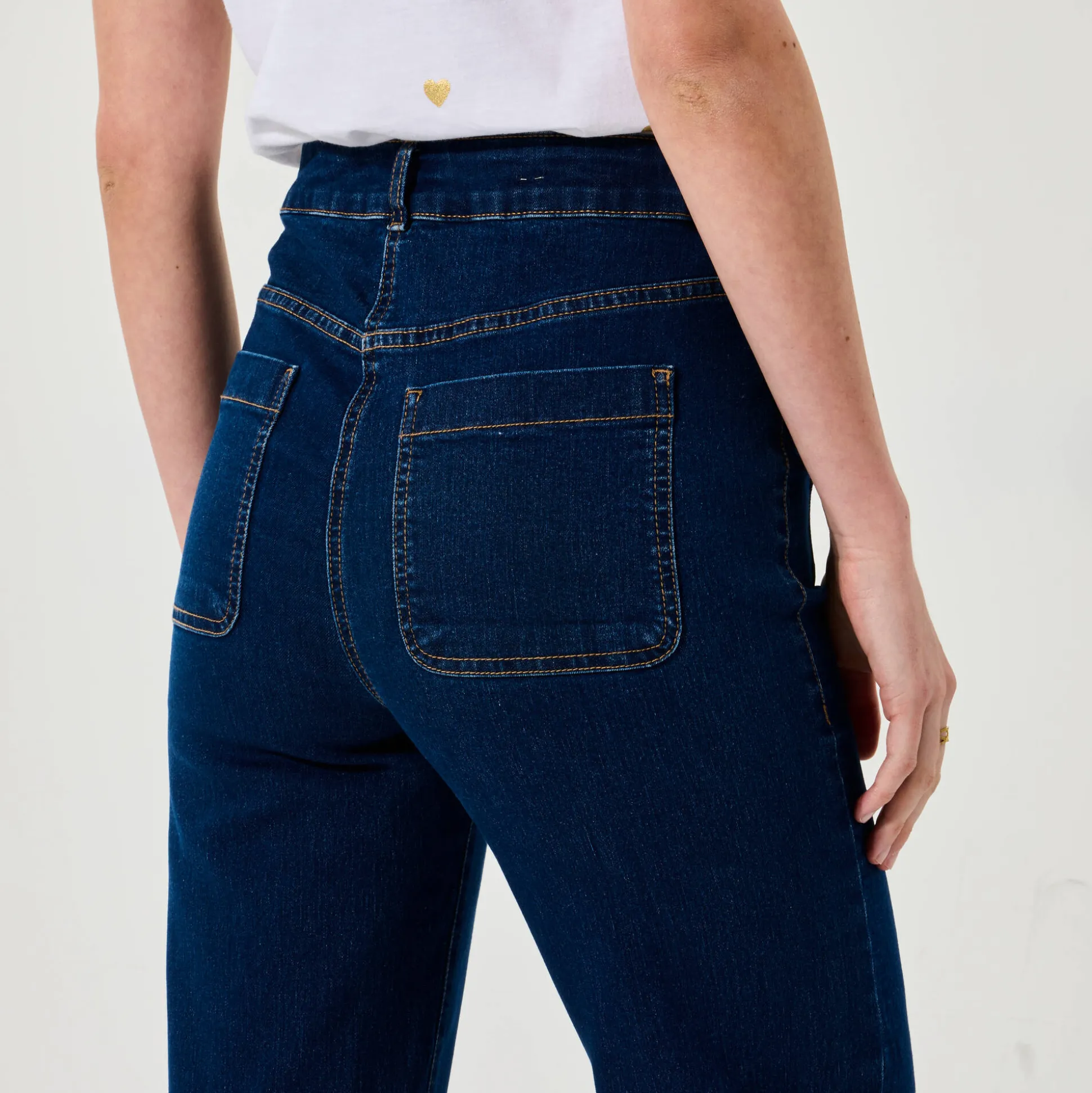 Ruime rechte jeans, hoge taille, grote lengte