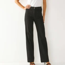 Ruime, rechte jeans, hoge taille, kleine lengte