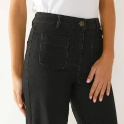 Ruime, rechte jeans, hoge taille, kleine lengte