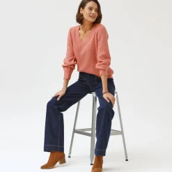 Ruime rechte jeans, hoge taille, grote lengte