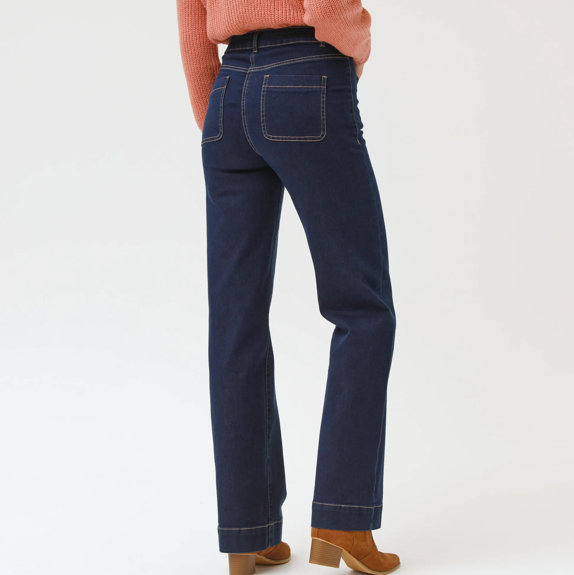 Ruime rechte jeans, hoge taille, grote lengte