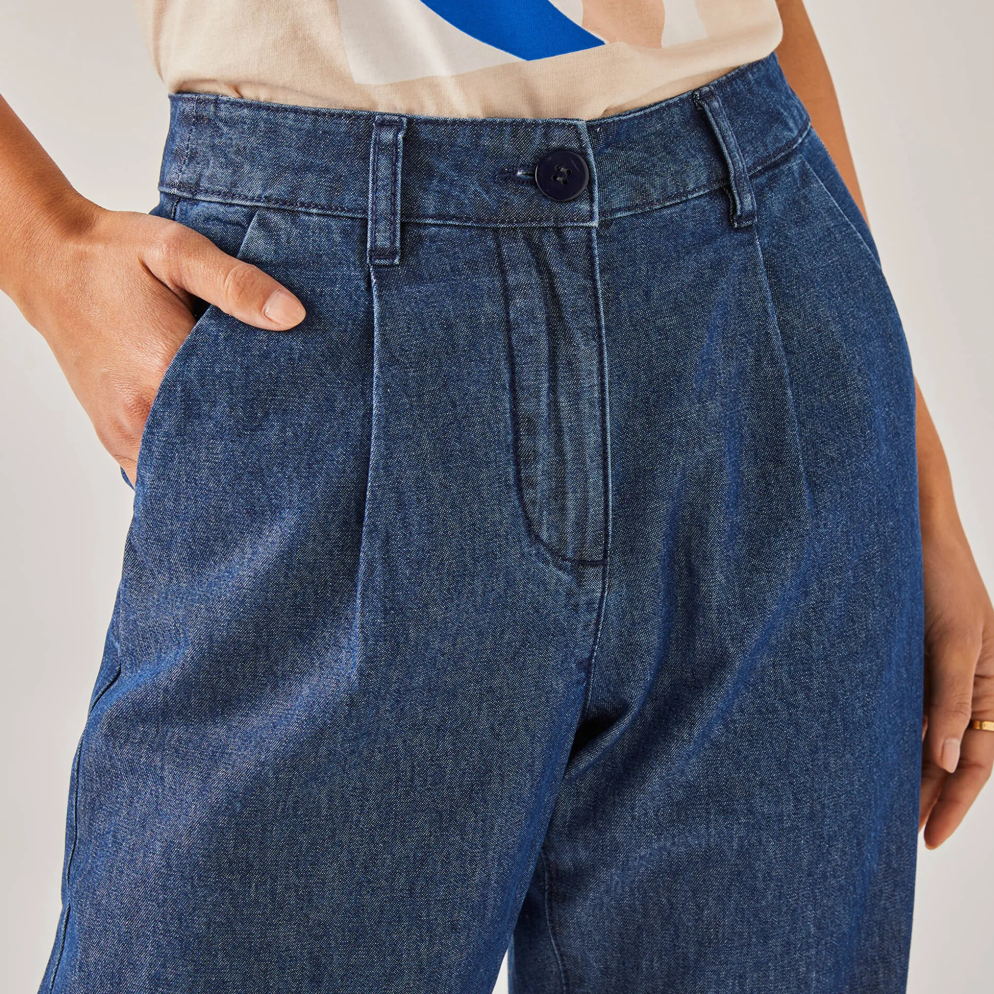 Ruime, rechte jeans, speciaal voor kleine lengtes