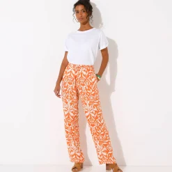 Ruime, soepele broek, tweekleurige etnische print