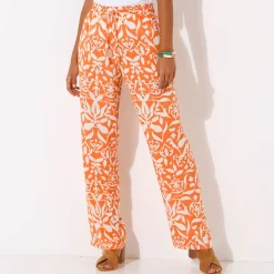 Ruime, soepele broek, tweekleurige etnische print