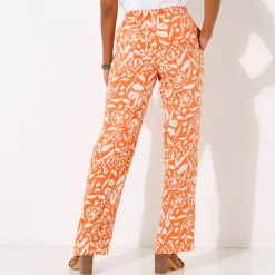 Ruime, soepele broek, tweekleurige etnische print