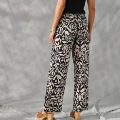 Ruime, soepele broek, tweekleurige etnische print