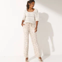 Ruime, soepele broek, tweekleurige etnische print