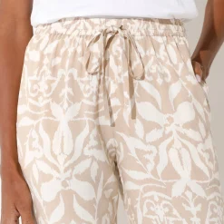 Ruime, soepele broek, tweekleurige etnische print