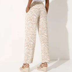 Ruime, soepele broek, tweekleurige etnische print