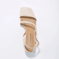 Sandalen met fijne riempjes, kroko-effect en vierkante hak